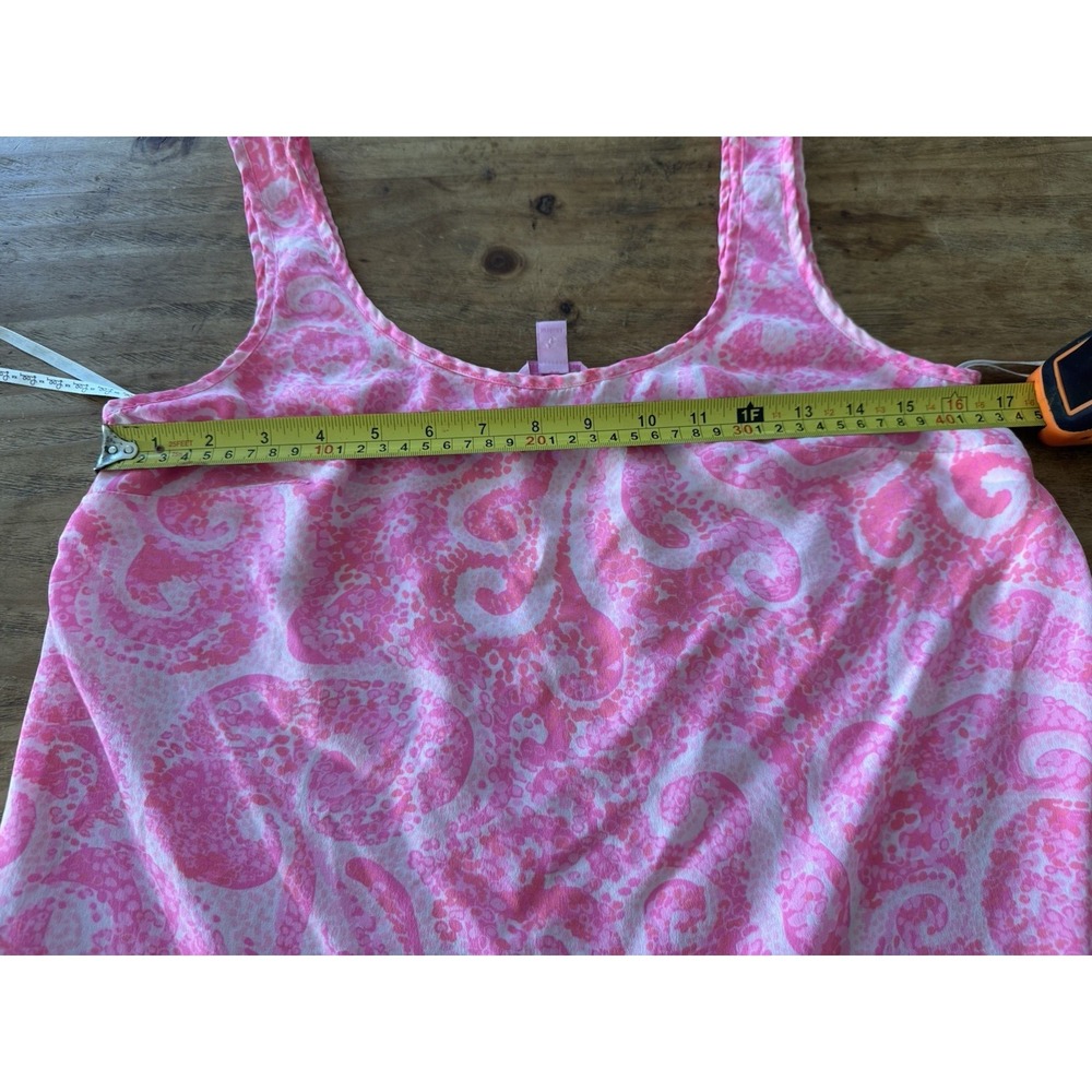 Lilly Pulitzer Cosmos Pink Pout Printed 100% Silk Sleeveless Tank Top Sz S - Picture 7 of 7